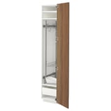 METOD / MAXIMERA Mueble alto organizador limpieza, blanco/Tistorp efecto nogal café, 40x60x200 cm