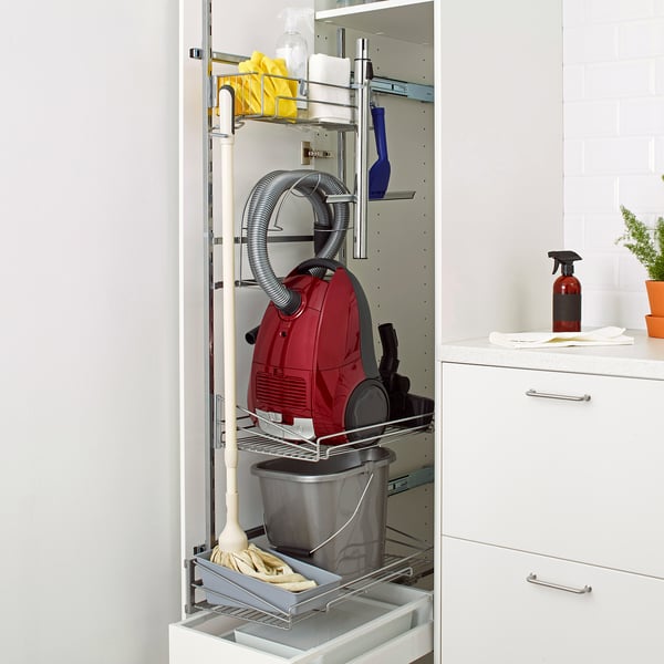 METOD / MAXIMERA Mueble alto organizador limpieza, blanco/Veddinge blanco, 40x60x200 cm