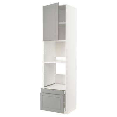 METOD / MAXIMERA Mueble alto para horno, blanco/Bodbyn gris, 60x60x240 cm