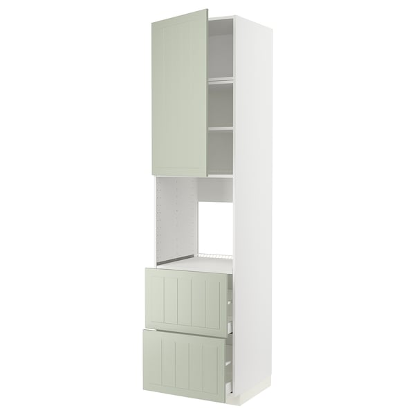 METOD / MAXIMERA Mueble alto para horno, blanco/Stensund menta, 60x60x240 cm