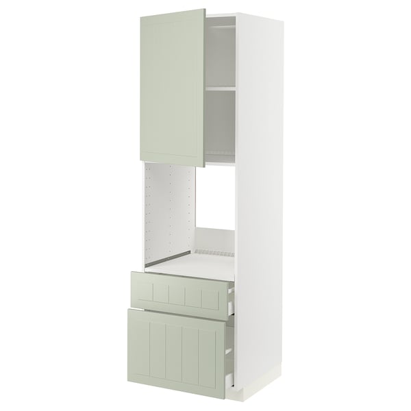 METOD / MAXIMERA Mueble alto para horno, blanco/Stensund menta, 60x60x200 cm