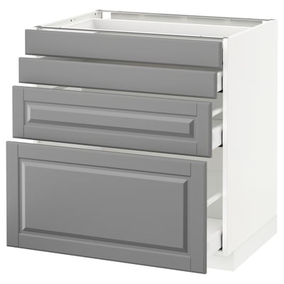 METOD / MAXIMERA Mueble bajo cocina con 4 cajones, blanco/Bodbyn gris, 80x60 cm