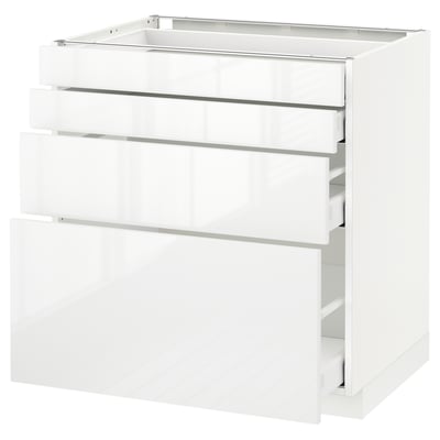 METOD / MAXIMERA Mueble bajo cocina con 4 cajones, blanco/Ringhult blanco, 80x60 cm