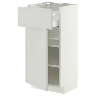 METOD / MAXIMERA Mueble base, 1 cajón, blanco/Aspudden gris claro, 40x37 cm