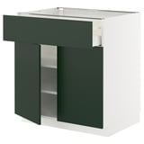 METOD / MAXIMERA Mueble base, 1 cajón, blanco/Havstorp verde oscuro, 80x60 cm
