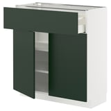 METOD / MAXIMERA Mueble base, 1 cajón, blanco/Havstorp verde oscuro, 80x37 cm