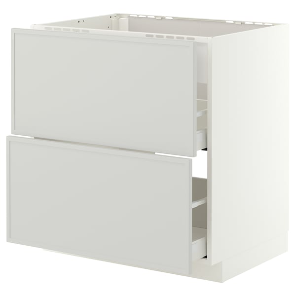 METOD / MAXIMERA Mueble base, 2 cajones, blanco/Aspudden gris claro, 80x60 cm