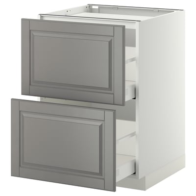 METOD / MAXIMERA Mueble base, 2 cajones, blanco/Bodbyn gris, 60x60 cm