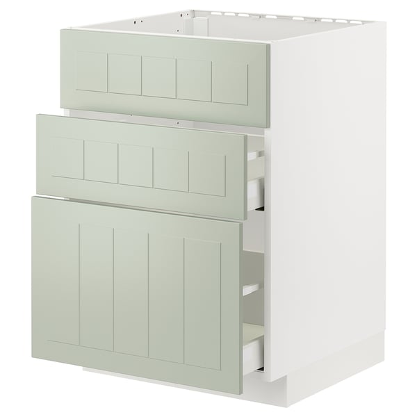 METOD / MAXIMERA Mueble base, 2 cajones, blanco/Stensund menta, 60x60 cm