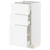 METOD / MAXIMERA Mueble base, 3 cajones, blanco Enköping/blanco efecto madera, 40x37 cm
