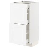 METOD / MAXIMERA Mueble base, 3 cajones, blanco Enköping/blanco efecto madera, 40x37 cm