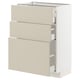 METOD / MAXIMERA Mueble base, 3 cajones, blanco/Havstorp beige, 60x37 cm