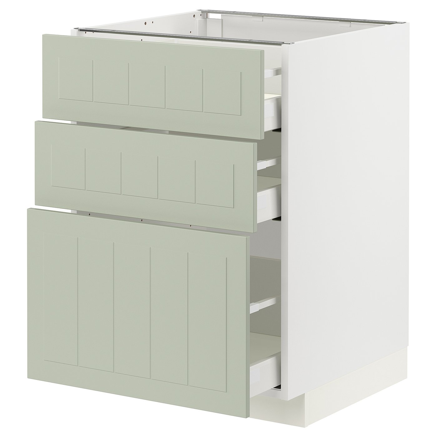 METOD / MAXIMERA Mueble base, 3 cajones, blanco/Stensund menta, 60x60 ...
