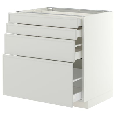 METOD / MAXIMERA Mueble base, 4 cajones, blanco/Aspudden gris claro, 80x60 cm