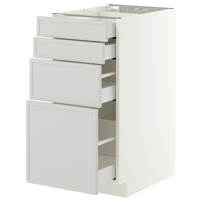 METOD / MAXIMERA Mueble base, 4 cajones, blanco/Aspudden gris claro, 40x60 cm