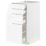 METOD / MAXIMERA Mueble base, 4 cajones, blanco Enköping/blanco efecto madera, 40x60 cm
