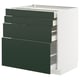 METOD / MAXIMERA Mueble base, 4 cajones, blanco/Havstorp verde oscuro, 80x60 cm