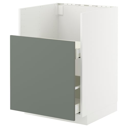 METOD / MAXIMERA Mueble base bajo lavamanos TALLSJÖN, blanco/Nickebo verde grisáceo mate, 60x60 cm