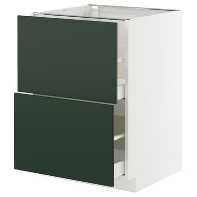 METOD / MAXIMERA Mueble base con cajones, blanco/Havstorp verde oscuro, 60x60 cm