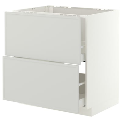 METOD / MAXIMERA Mueble base lavaplatos, blanco/Aspudden gris claro, 80x60 cm