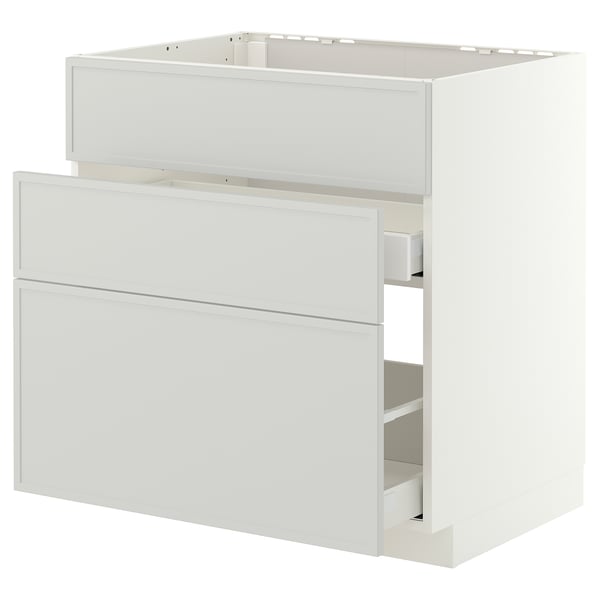 METOD / MAXIMERA Mueble base lavaplatos, blanco/Aspudden gris claro, 80x60 cm