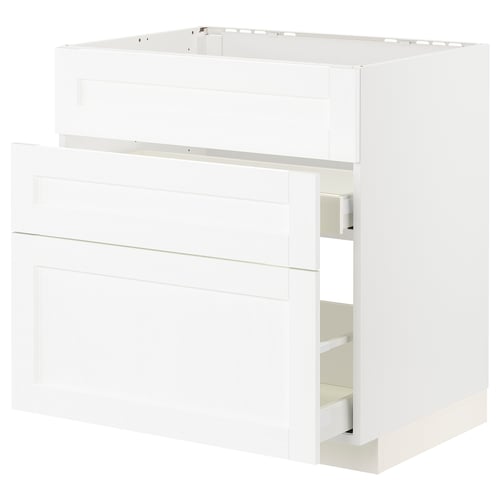METOD / MAXIMERA Mueble base lavaplatos, blanco Enköping/blanco efecto madera, 80x60 cm