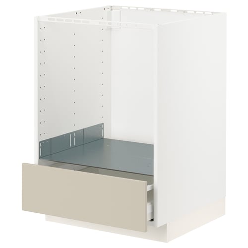 METOD / MAXIMERA Mueble base para horno, blanco/Havstorp beige, 60x60 cm