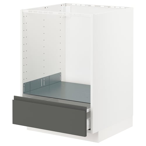 METOD / MAXIMERA Mueble base para horno, blanco/Voxtorp Gris oscuro, 60x60 cm