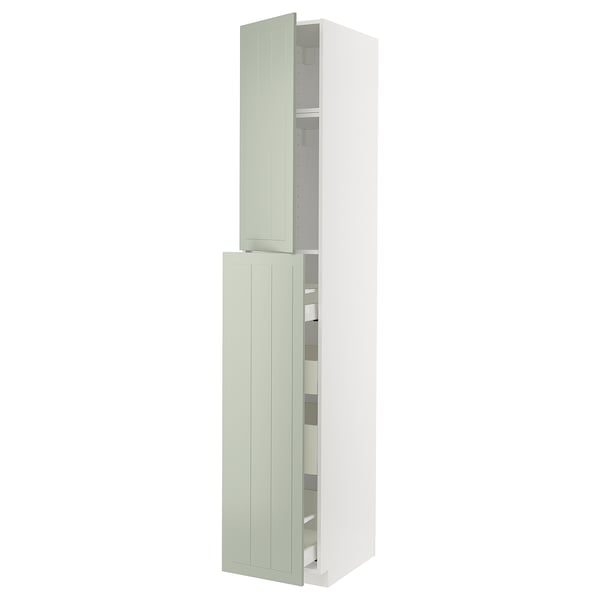 METOD / MAXIMERA Mueble despensero con 4 cajones, blanco/Stensund menta, 40x60x240 cm