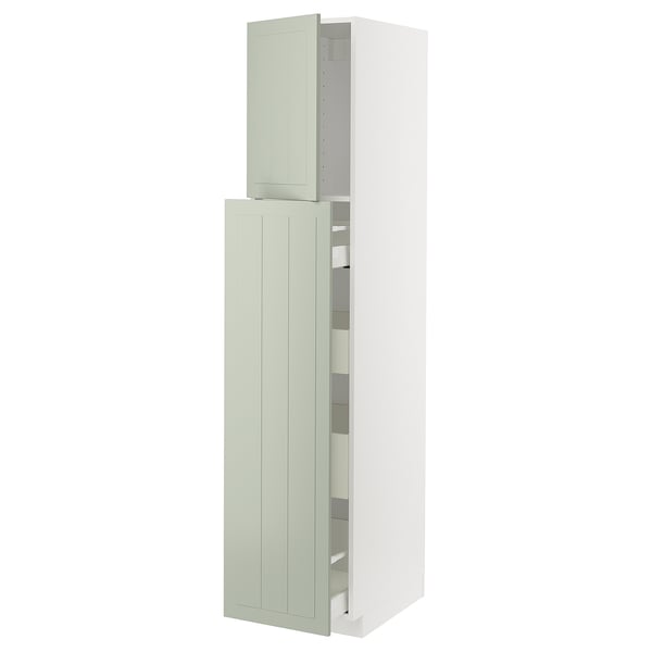 METOD / MAXIMERA Mueble despensero con 4 cajones, blanco/Stensund menta, 40x60x200 cm