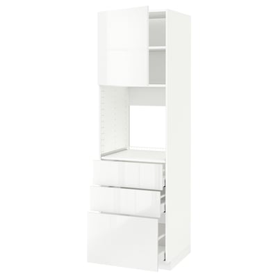 METOD / MAXIMERA Mueble para horno empotrado, blanco/Ringhult blanco, 60x60x200 cm