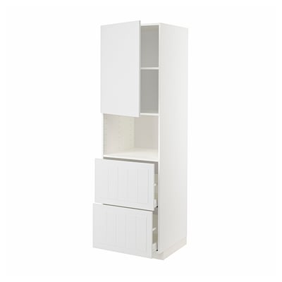 METOD / MAXIMERA Mueble para microondas empotrado, blanco/Stensund blanco, 60x60x200 cm