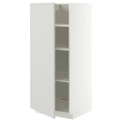 METOD Mueble alto despensero, blanco/Aspudden gris claro, 60x60x140 cm