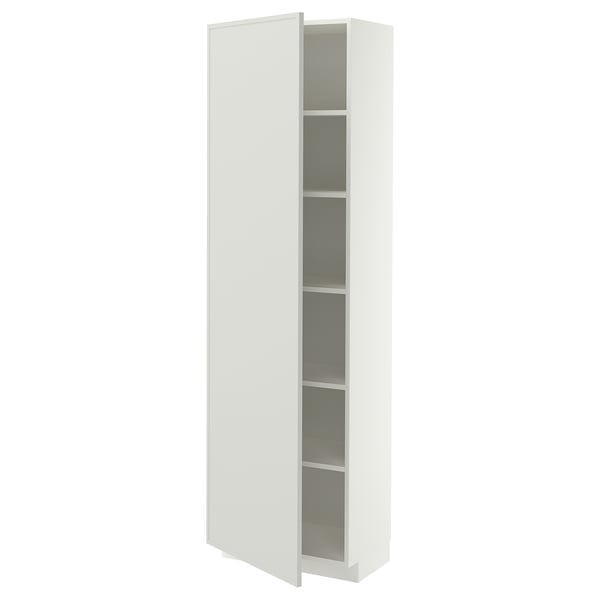 METOD Mueble alto despensero, blanco/Aspudden gris claro, 60x37x200 cm