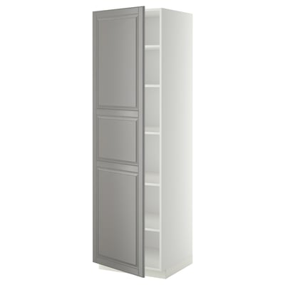 METOD Mueble alto despensero, blanco/Bodbyn gris, 60x60x200 cm