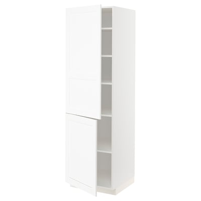 METOD Mueble alto despensero, blanco Enköping/blanco efecto madera, 60x60x200 cm