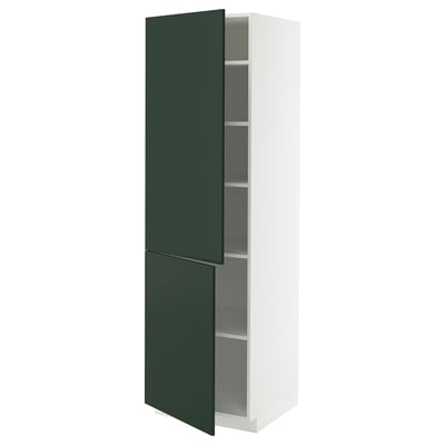 METOD Mueble alto despensero, blanco/Havstorp verde oscuro, 60x60x200 cm