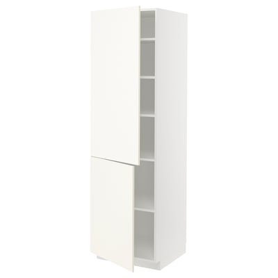 METOD Mueble alto despensero, blanco/Vallstena blanco, 60x60x200 cm