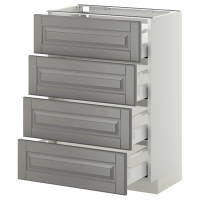 METOD Mueble bajo cocina con 4 cajones, blanco/Bodbyn gris, 60x37 cm