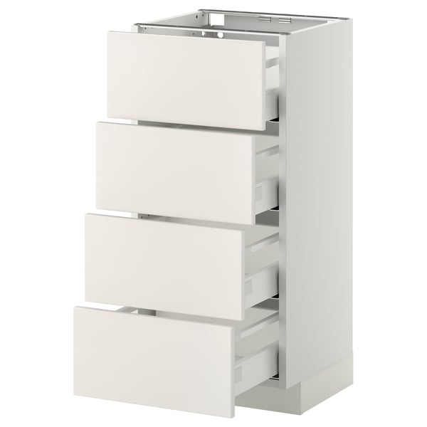 METOD Mueble bajo con 4 cajones, blanco/Veddinge blanco, 40x37 cm - IKEA