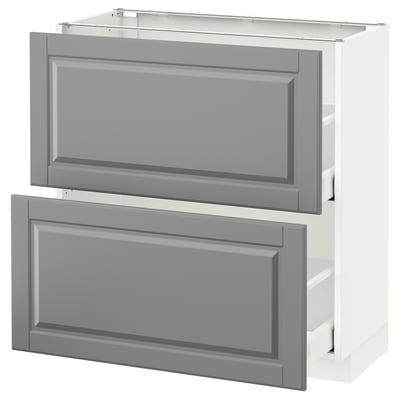 METOD Mueble base, 2 cajones, blanco/Bodbyn gris, 80x37 cm