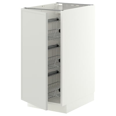 METOD Mueble base 3 canastos extraíbles, blanco/Aspudden gris claro, 40x60 cm