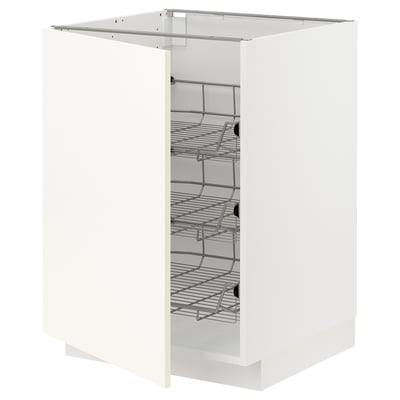 METOD Mueble base 3 canastos extraíbles, blanco/Vallstena blanco, 60x60 cm