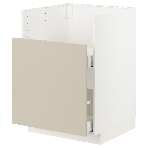METOD Mueble base bajo lavamanos TALLSJÖN, blanco/Havstorp beige, 60x60 cm