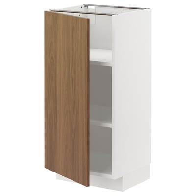 METOD Mueble base con repisas, blanco/Tistorp efecto nogal café, 40x37 cm