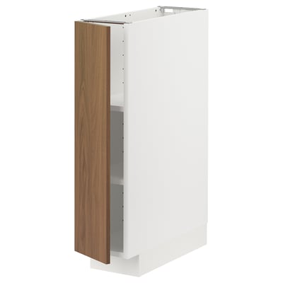 METOD Mueble base con repisas, blanco/Tistorp efecto nogal café, 20x60 cm
