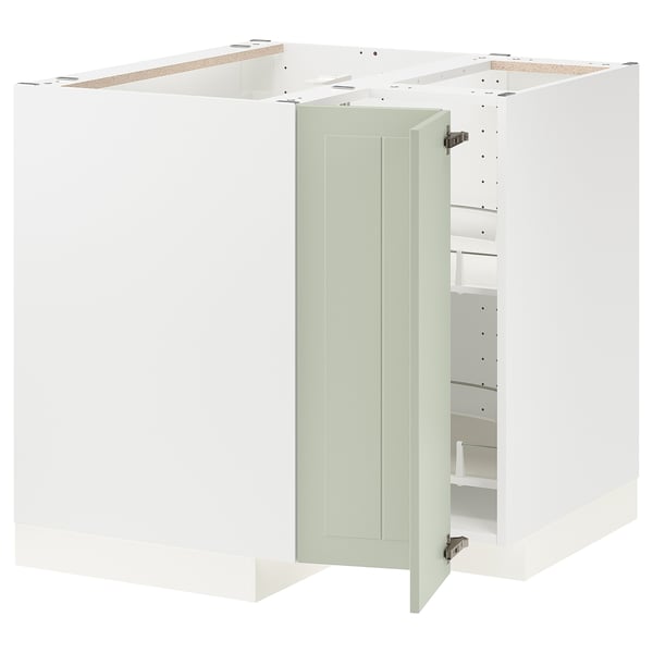 METOD Mueble base esquinero con carrusel, blanco/Stensund menta, 88x88 cm