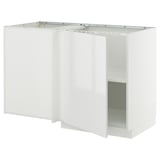 METOD Mueble base esquinero con repisa, blanco/Ringhult blanco, 128x68 cm