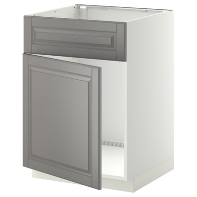 METOD Mueble base para lavaplatos, blanco/Bodbyn gris, 60x60 cm
