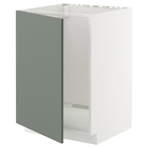 METOD Mueble base para lavaplatos, blanco/Nickebo verde grisáceo mate, 60x60 cm